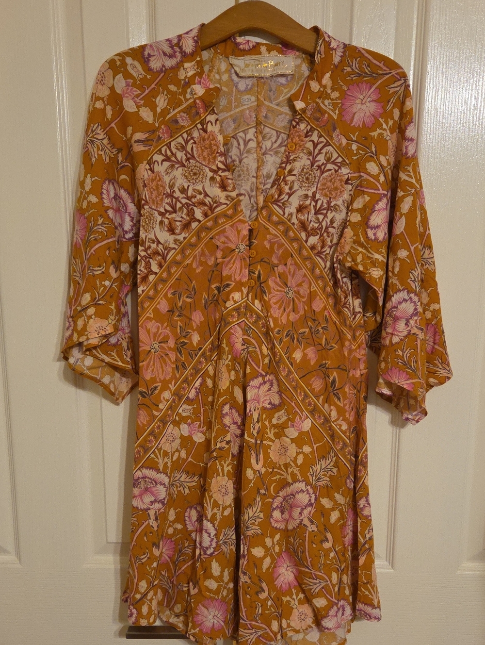 Jen's Pirate Booty Mustard & Pink Floral Dress